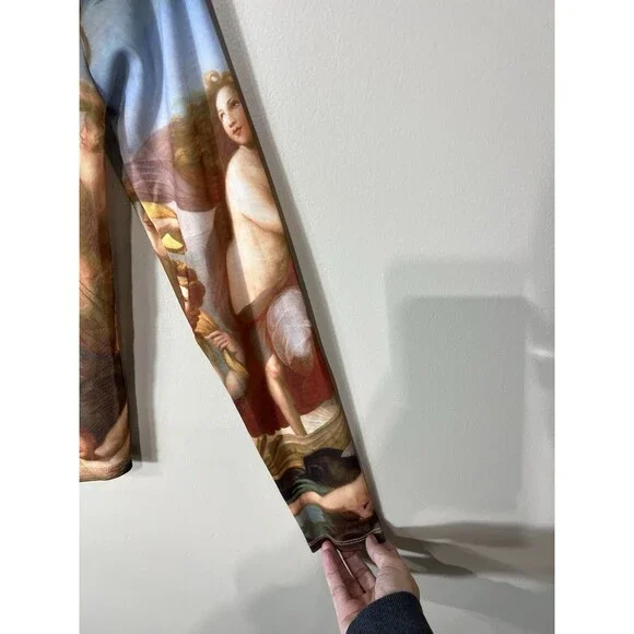 Forever 21 Ladies Crop Sheer Top Stretchy Renaissance Painting Long Sleeve Small - Picture 7 of 9